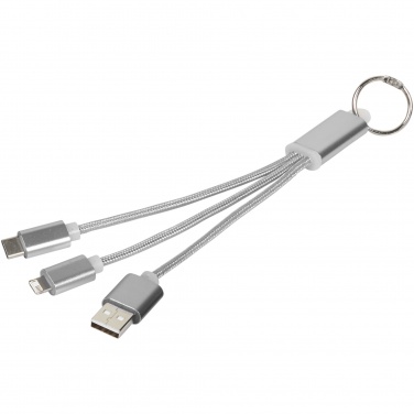 Logotrade Firmengeschenke das Foto: Metal 3-in-1 Ladekabel mit Schlüsselanhänger