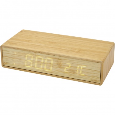Logotrade Geschäftsgeschenke das Foto: Minata kabelloses Bambus-Ladegerät mit Uhr