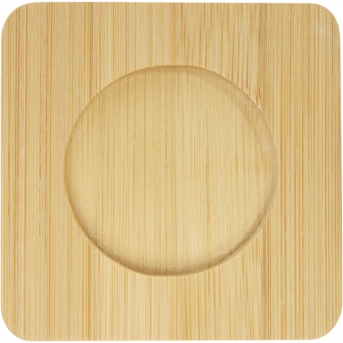 Logotrade Geschäftsgeschenke das Foto: Manti 2-teiliger 100 ml doppelwandiger Glasbecher mit Bambusuntersetzer 