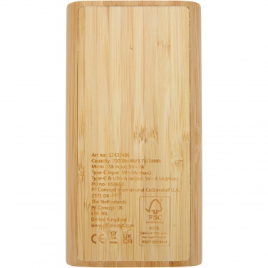 Logotrade Werbegeschenke das Foto: Tulda 20.000 mAh Powerbank aus Bambus