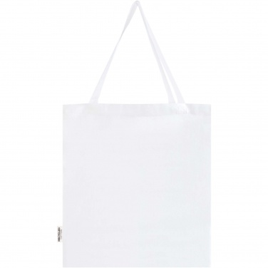 Logotrade Geschäftsgeschenke das Foto: Madras 140 g/m² Baumwoll Tragetasche mit Seitenfalten aus GRS recycelter Baumwolle