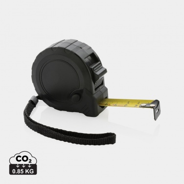 Logotrade Werbegeschenke das Foto: 5m/19mm Maßband mit Stop-Taste aus RCS recycelt. Kunststoff