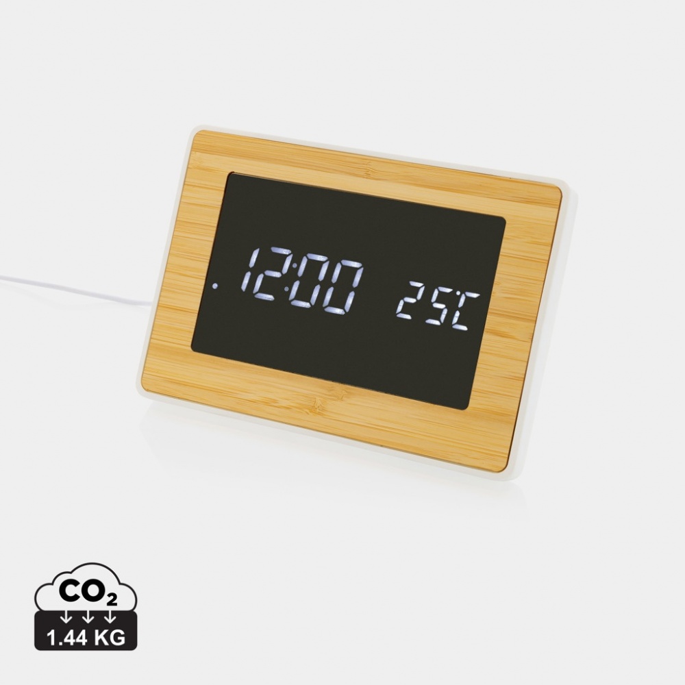 Logotrade Geschäftsgeschenke das Foto: Utah LED-Uhr aus RCS rKunststoff & Bambus