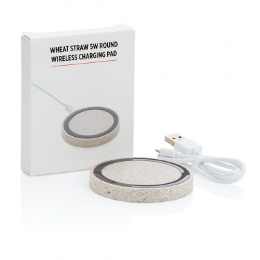 Logotrade werbemittel das Foto: Rundes 5W Charging Pad aus Weizenstroh