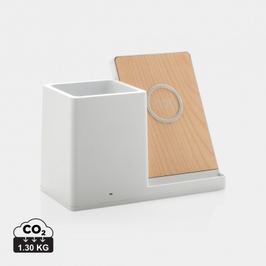Logotrade Geschäftsgeschenke das Foto: Ontario 10W Wireless Charger aus Bambus und RCS Kunststoff