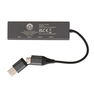 Logotrade Werbeartikel das Foto: Terra Hub aus RCS recyceltem Aluminium mit 3 USB-Anschlüssen