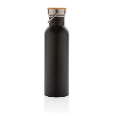Logotrade Geschäftsgeschenke das Foto: Moderne Stainless-Steel Flasche mit Bambusdeckel