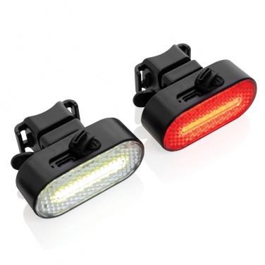 Logotrade Logogeschenke das Foto: Lumino USB Fahrradlicht-Set aus RCS recyceltem Kunststoff