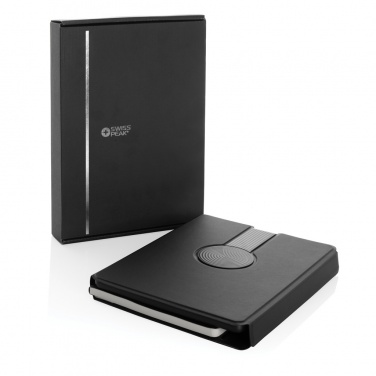 Logotrade Werbeartikel das Foto: Swiss Peak 2-in-1 Notizbuch & Wirless Charger aus RCS rPU