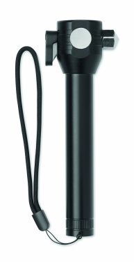 Logotrade Werbeartikel das Foto: 3-in-1 Aluminium-Taschenlampe mit Nothammer und Sicherheitsgurt-Schneider, individuell bedruckbar.