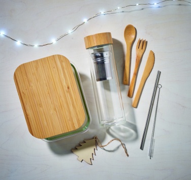 Logotrade Logogeschenke das Foto: Lunchbox Glas mit Bambus