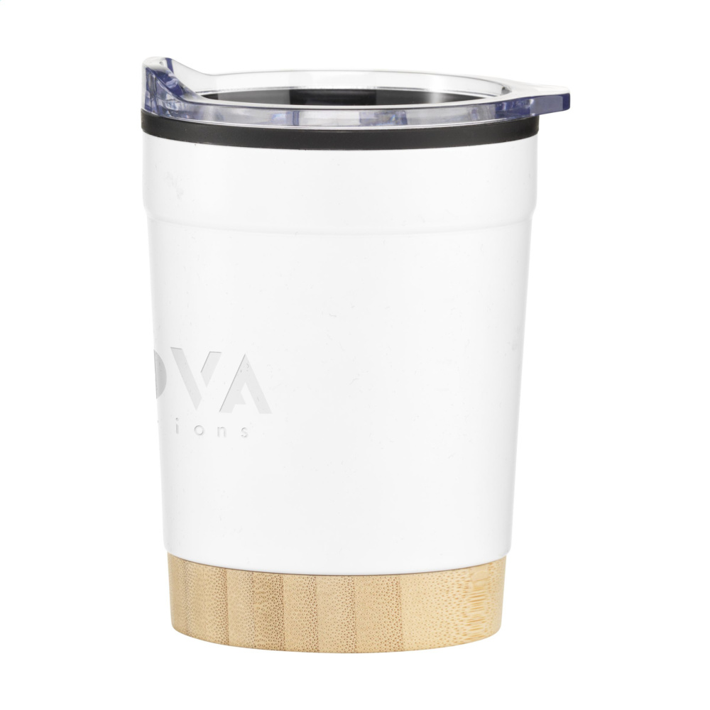 Logotrade Werbegeschenke das Foto: Kobe Bamboo RCS Kaffeetasse aus recyceltem Stahl, 350 ml