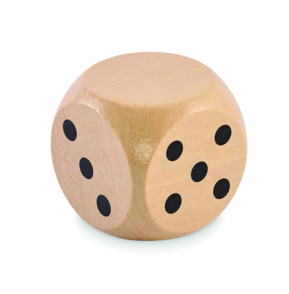 Logotrade Werbeartikel das Foto: Spielwürfel Schima-Holz Ø 5cm
