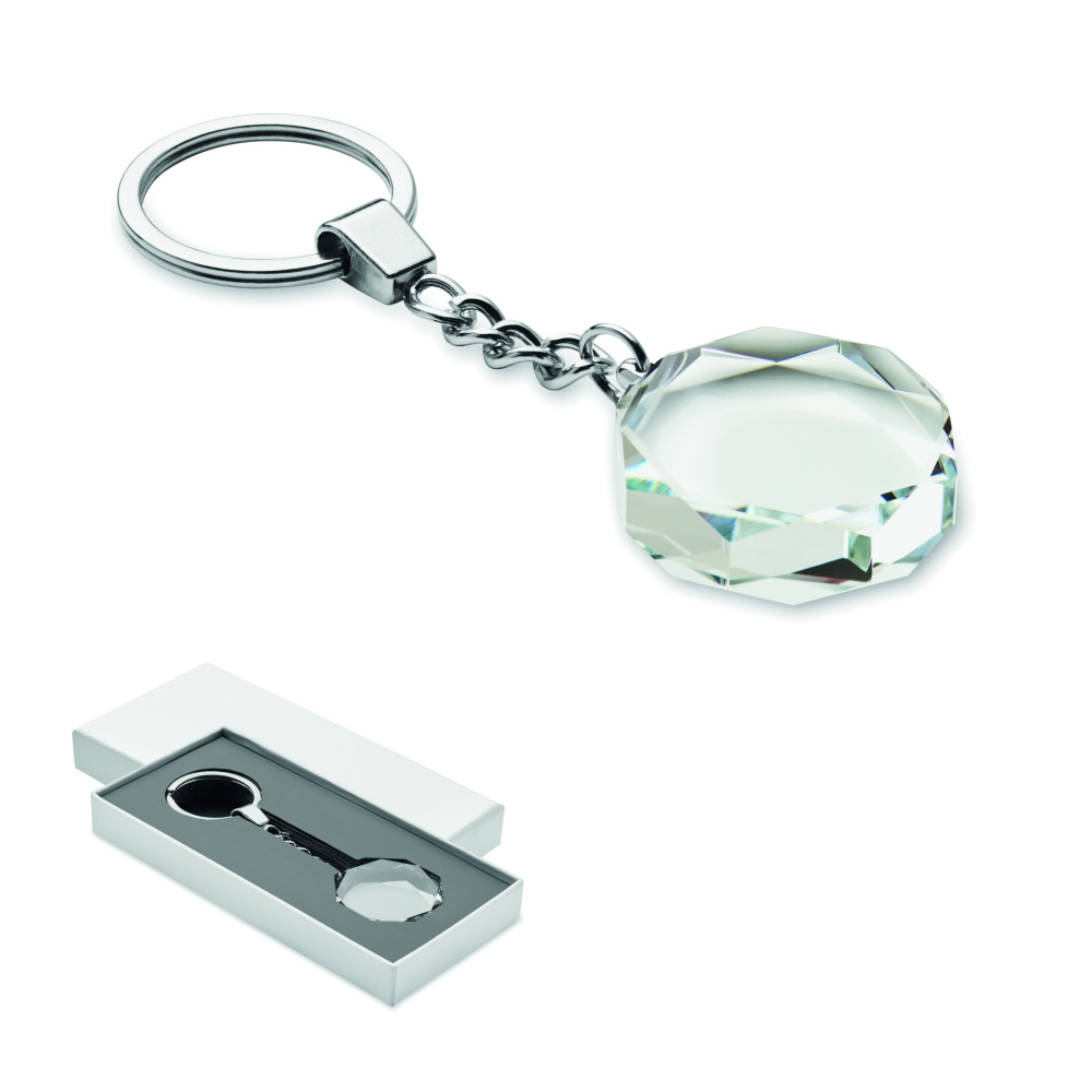 Logotrade Geschäftsgeschenke das Foto: Schlüsselanhänger Glas rund