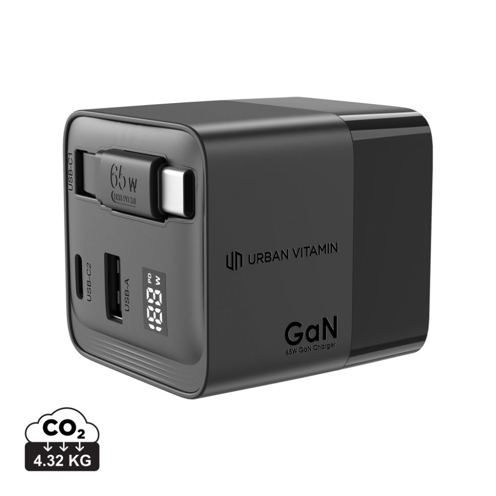 Logotrade werbemittel das Foto: Urban Vitamin Mendocino 65W GaN-Charger mit einziehb. Kabel