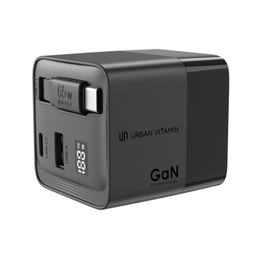 Logotrade Geschäftsgeschenke das Foto: Urban Vitamin Mendocino 65W GaN-Charger mit einziehb. Kabel