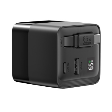 Logotrade Firmengeschenke das Foto: Urban Vitamin Mendocino 65W GaN-Charger mit einziehb. Kabel