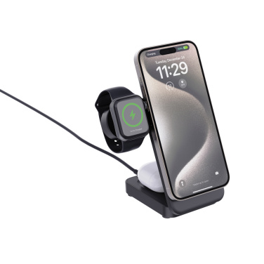 Logotrade Werbegeschenke das Foto: Urban Vitamin Arcadia 15W 3in1 Magnet-Charger aus RCS rABS