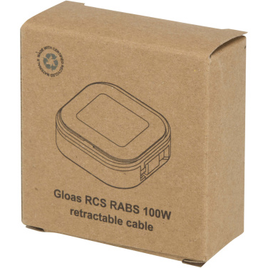 Logotrade Logogeschenke das Foto: Gloas Aufrollbares 5 in 1 Kabel aus Recyclingmaterial mit Datensynchronisierung und 100 W Schnellladefunktion sowie Smartphone Toolkit