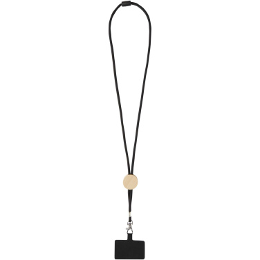 Logotrade Firmengeschenke das Foto: Adhab Smartphone Lanyard mit Bambusdetails