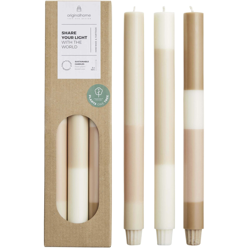 Logotrade Werbegeschenke das Foto: Originalhome Kerzen im Streifendesign – 3er-Set