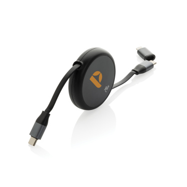 Logotrade Geschäftsgeschenke das Foto: Terra ausziehbares 240W 2-in-1 Kabel aus RCS rec. Aluminium