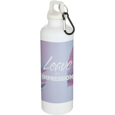 Logotrade werbemittel das Foto: Oregon 750 ml einfarbige RS-zertifizierte Wasserflasche aus recyceltem Kunststoff mit Karabinerhaken