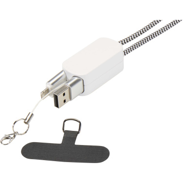 Logotrade Logogeschenke das Foto: Anser Smartphone Lanyard aus recyceltem Kunststoff mit 27 W 5-in-1 integriertem Kabel