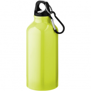 Logo trade promotional gifts image of: Oregon 400 ml aluminium water bottle with carabiner