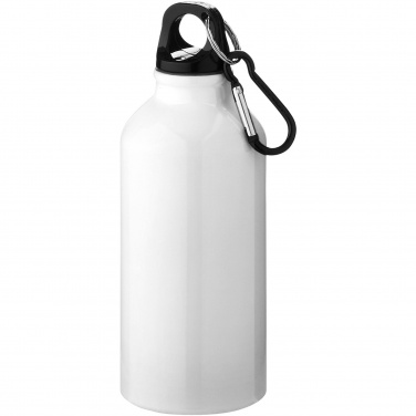 Logo trade promotional items image of: Oregon 400 ml aluminium water bottle with carabiner