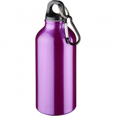 Logo trade advertising products image of: Oregon 400 ml aluminium water bottle with carabiner