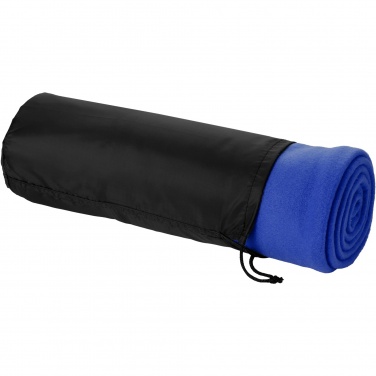 Logo trade promotional giveaways image of: Huggy fleece plaid blanket with carry pouch