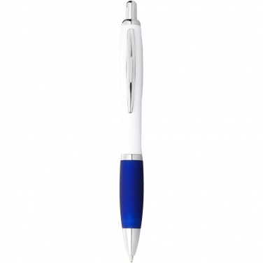 Logo trade business gifts image of: Nash ballpoint pen with white barrel and coloured grip