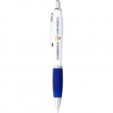 Logo trade corporate gifts image of: Nash ballpoint pen with white barrel and coloured grip