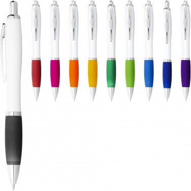 Logo trade corporate gifts picture of: Nash ballpoint pen with white barrel and coloured grip