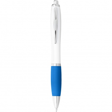 Logo trade promotional merchandise picture of: Nash ballpoint pen white barrel and coloured grip