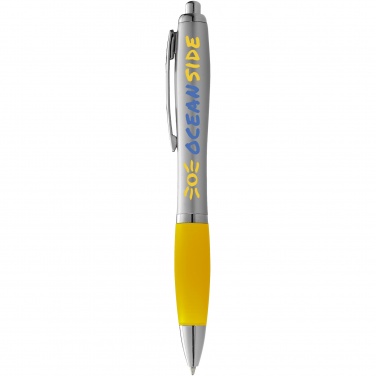 Logo trade promotional products image of: Nash ballpoint pen silver barrel and coloured grip