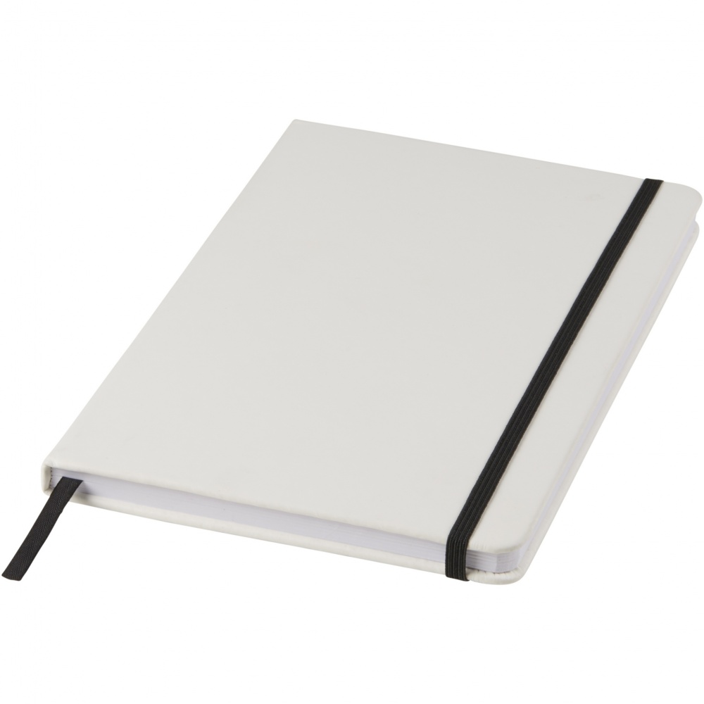 Logo trade advertising products image of: Spectrum A5 white notebook with coloured strap