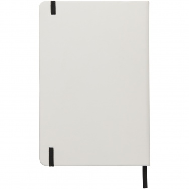 Logo trade promotional merchandise photo of: Spectrum A5 white notebook with coloured strap