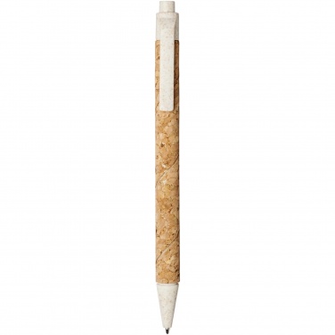 Logo trade promotional giveaways image of: Midar cork and wheat straw ballpoint pen