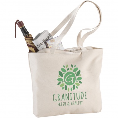 Logotrade promotional item picture of: Ningbo 320 g/m² zippered cotton tote bag 15L