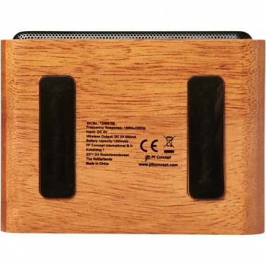 Logo trade promotional merchandise image of: Wooden 3W speaker with wireless charging pad