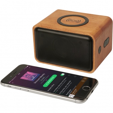 Logotrade promotional giveaway image of: Wooden 3W speaker with wireless charging pad