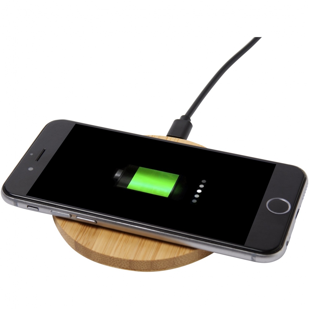 Logo trade promotional items image of: Essence 5W bamboo wireless charging pad