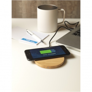 Logo trade corporate gifts image of: Essence 5W bamboo wireless charging pad