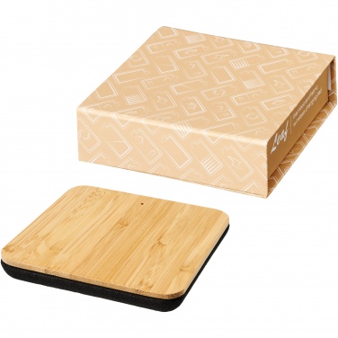 Logotrade promotional products photo of: Leaf 5W bamboo and fabric wireless charging pad