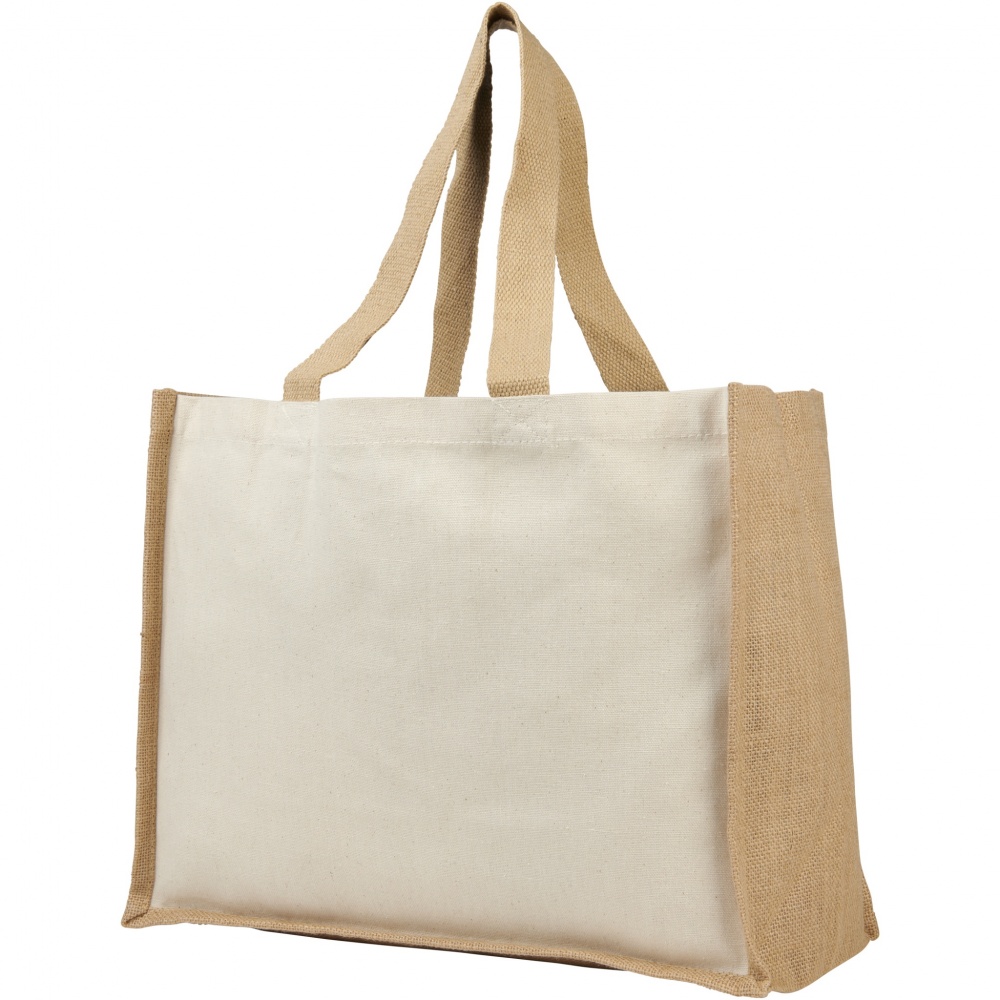 Logo trade promotional giveaways picture of: Varai 320 g/m² canvas and jute shopping tote bag 23L