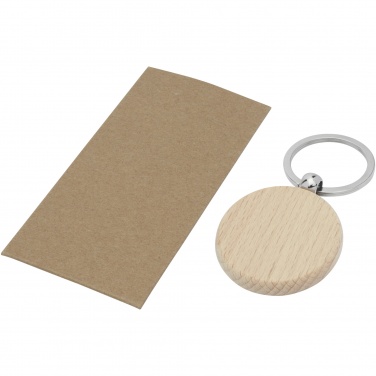 Logo trade promotional merchandise photo of: Giovanni beech wood round keychain