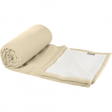 Logo trade corporate gifts image of: Marigold GRS certified RPET polar fleece and sherpa blanket