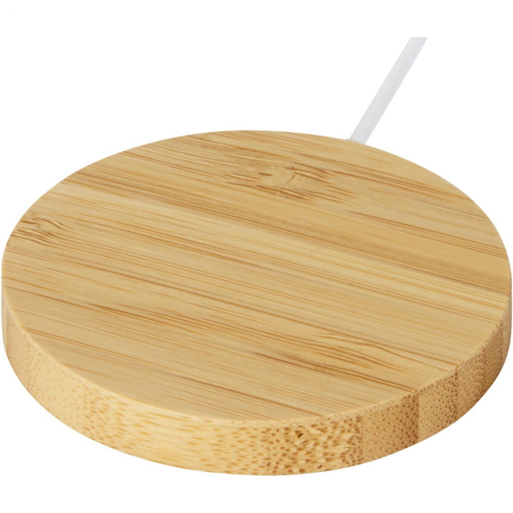 Logo trade promotional items image of: Atra 10W bamboo magnetic wireless charging pad